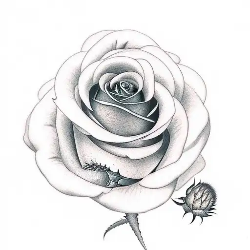 rose with a fern and a thistle tattoo design idea