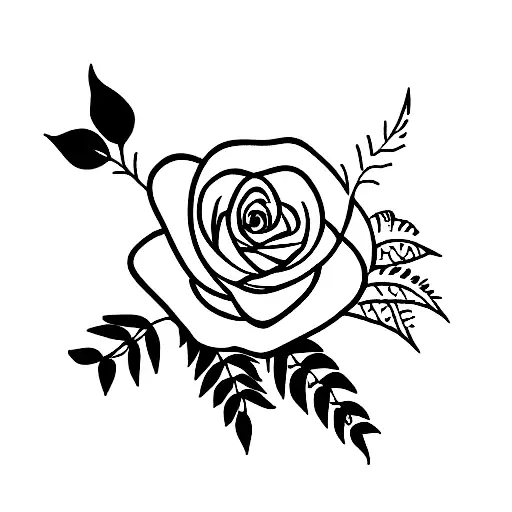 rose, fern and thistle tattoo design idea