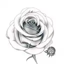 rose with a fern and a thistle tattoo design idea