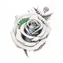 rose with a fern and a thistle tattoo design idea