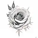 rose with a fern and a thistle tattoo design idea