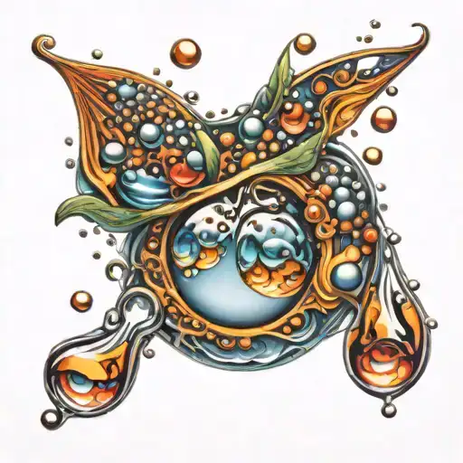 Water droplets turning tattoo design idea