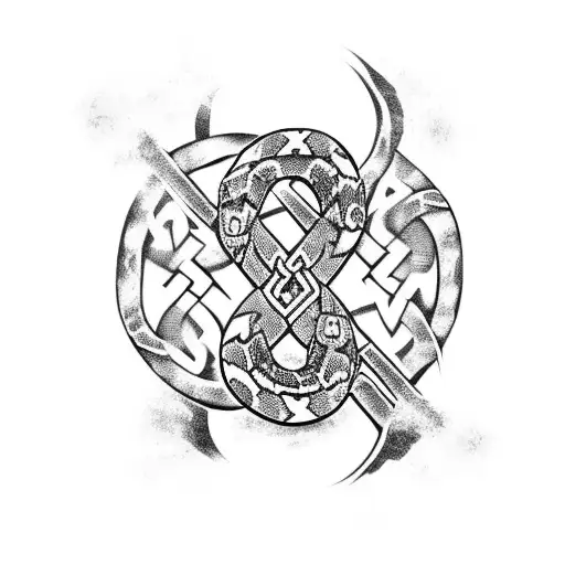 Viking's rune with a snake tattoo design idea