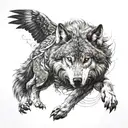 wolf with eagle  tattoo design idea
