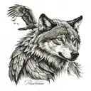 wolf with eagle  tattoo design idea