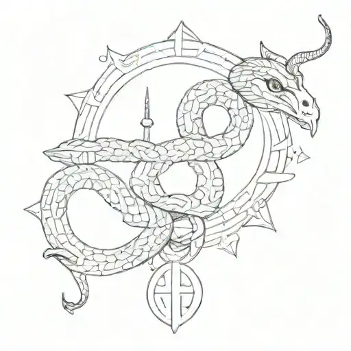 key, good snake, zodiac sign gemini tattoo design idea