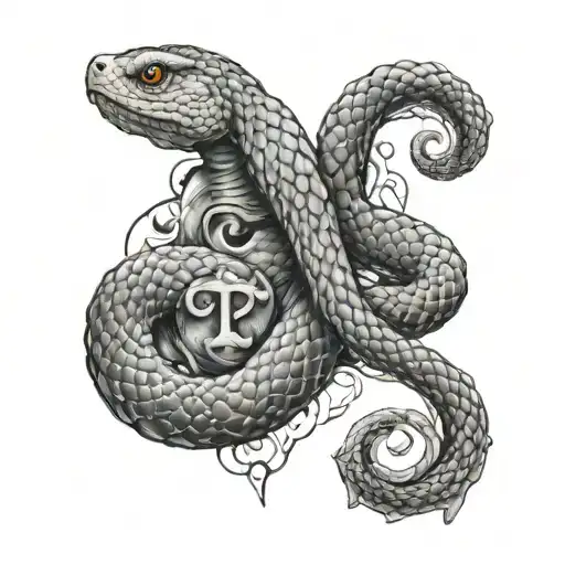 key, good snake, zodiac sign gemini tattoo design idea