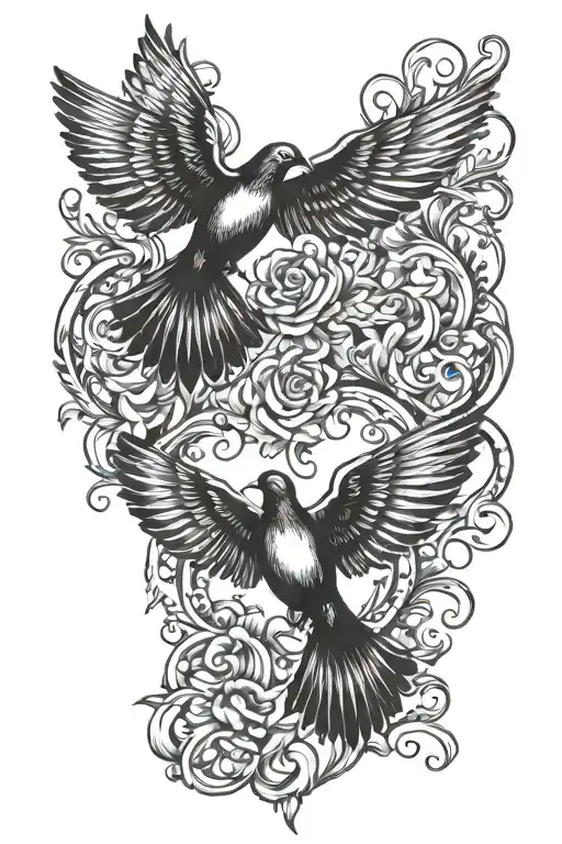 4 doves flying tattoo design idea