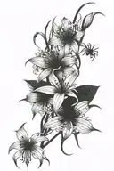 spider and white cobweb and spider lily flowers tattoo design idea