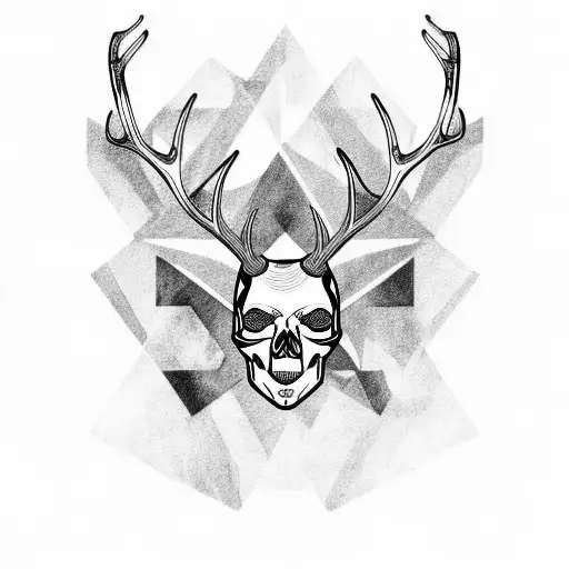 skull with deer antlers  tattoo design idea