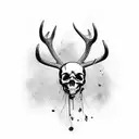 skull with deer antlers  tattoo design idea