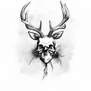 skull with deer antlers  tattoo design idea