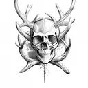skull with deer antlers  tattoo design idea