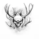 skull with deer antlers  tattoo design idea