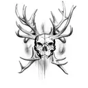 skull with deer antlers  tattoo design idea