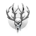 skull with deer antlers  tattoo design idea