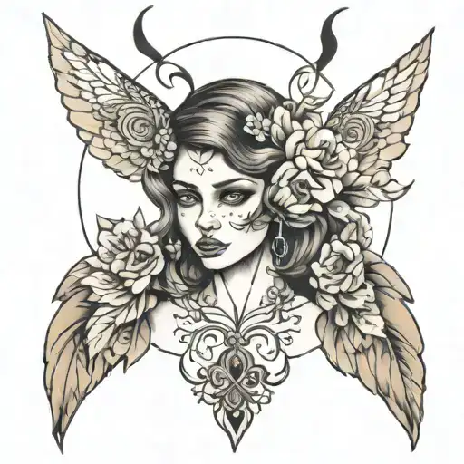 sheltered girl looking tattoo design idea