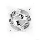 Yin and Yang with a eye of cat and dog tattoo design idea