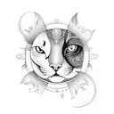 Yin and Yang with a eye of cat and dog tattoo design idea