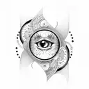Yin and Yang with a eye of cat and dog tattoo design idea