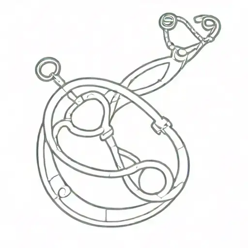 Intricate design of a stethoscope intertwined with a uterus tattoo design idea