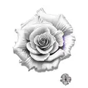rose, hibiscus, violet tattoo design idea
