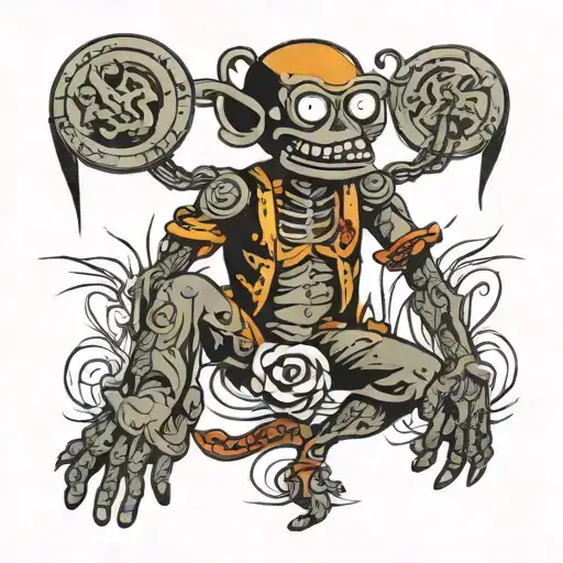 Stickman humping the word bitches  and getting money tattoo design idea
