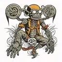 Stickman humping the word bitches  and getting money tattoo design idea