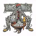 Stickman humping the word bitches  and getting money tattoo design idea