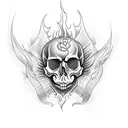 skull with flames tattoo design idea