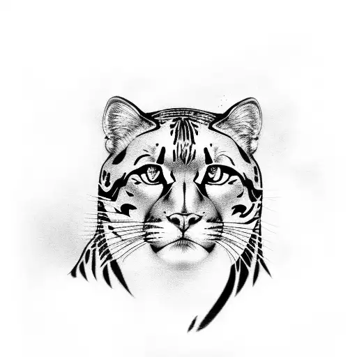 panthers in a jungle with korean writing tattoo design idea