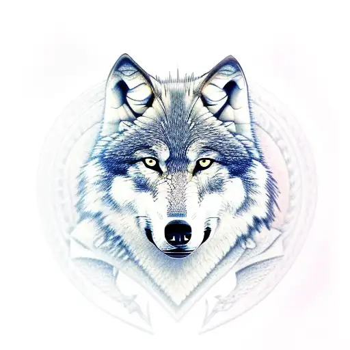 wolf with heart tattoo design idea