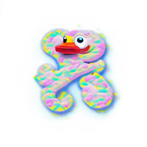 Letter A with rubber ducky colors tattoo design idea
