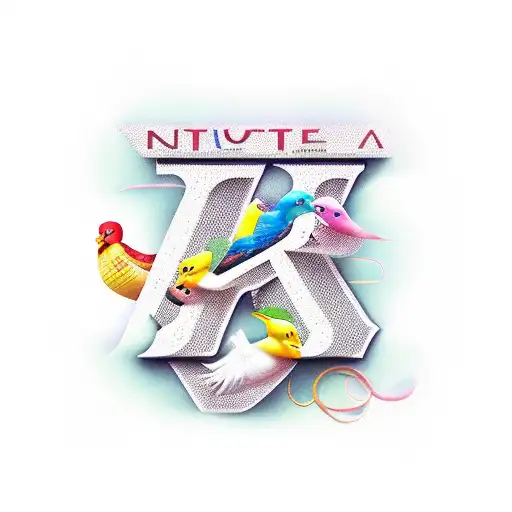 Letter A with rubber ducky design tattoo design idea