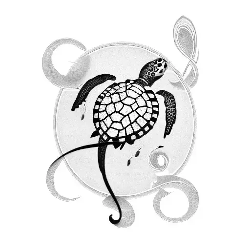 turtle bass clef and treble clef tattoo design idea