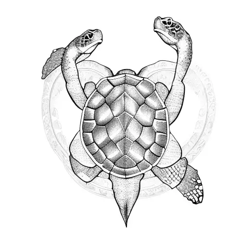 turtle with bass and treble clef shell tattoo design idea