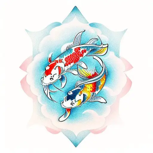 matching koi fish with libra and scorpio zodiac sign inside tattoo design idea