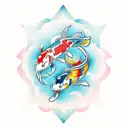 matching koi fish with libra and scorpio zodiac sign inside tattoo design idea