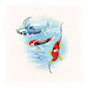 matching koi fish with libra and scorpio zodiac sign inside tattoo design idea