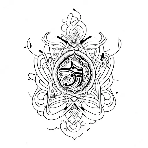  joie musique aum tattoo design idea