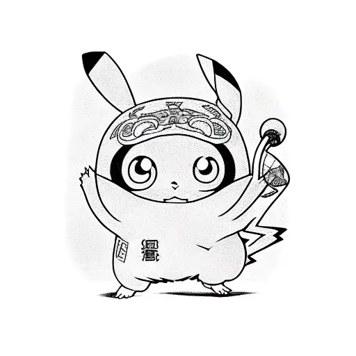 Pikachu y doraemon tattoo design idea