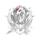 A dynamic tattoo design combining elements of motorsport and anime, with a Formula 1 car racing alongside a popular anime character. tattoo design idea