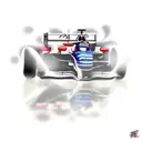 A dynamic tattoo design combining elements of motorsport and anime, with a Formula 1 car racing alongside a popular anime character. tattoo design idea