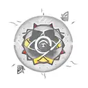 A unique tattoo design merging the symbols of Naruto and Formula 1, depicting Naruto riding a race car with the famous Naruto headband fluttering in the wind. tattoo design idea