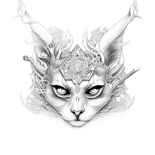 Fırtınalarla çevrili Gotik kale tattoo design idea