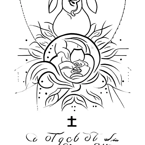 a minimalist sketch of any symbol that signifies Deceased mother, with a signature 'Jocelyn Pasia' tattoo design idea