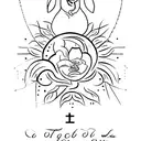 a minimalist sketch of any symbol that signifies Deceased mother, with a signature 'Jocelyn Pasia' tattoo design idea