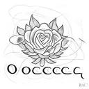 a minimalist sketch of any symbol that signifies Deceased mother, with a signature 'Jocelyn Pasia' tattoo design idea