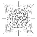 a minimalist sketch of any symbol that signifies Deceased mother, with a signature 'Jocelyn Pasia' tattoo design idea