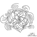 a minimalist sketch of any symbol that signifies Deceased mother, with a signature 'Jocelyn Pasia' tattoo design idea